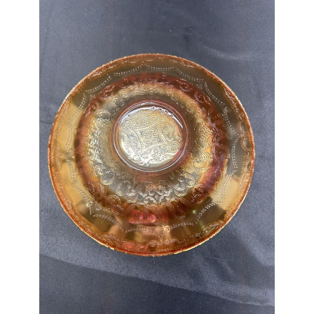 Vintage Federal Orange Madrid Marigold Depression Pressed Glass Console Bowl